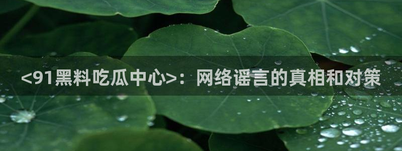 51吃瓜nanataipei：<91黑料吃瓜中心>：网络谣言的真相和对策